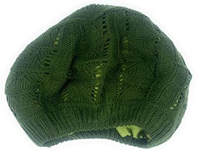 Ima Tress Slouchy Satin Lined Knit Beret Green