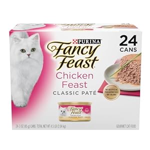 Fancy Feast Chicken Feast Classic Pate Collection Grain Free Wet Cat Food Multi-Pack – (Pack of 24) 3 oz. Pull-Top Cans