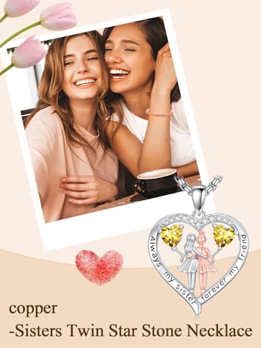 Always My Sister Forever My Friend Birthstone Pendant Necklace Women Jewelry Christmas Valentine Mothers Day Birthday Gifts for Women Sister From Sister2