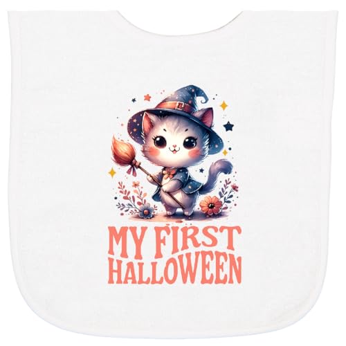inktastic Babys First Halloween Witch Cat Baby Terry Cloth Bib