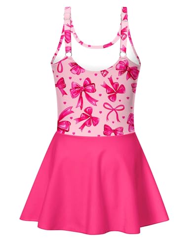 Image of Yousie Girls Swimsuit One Piece Tropical Kids Bathing Suit Swimwear Adjustable Swim Dress 5-9 Years