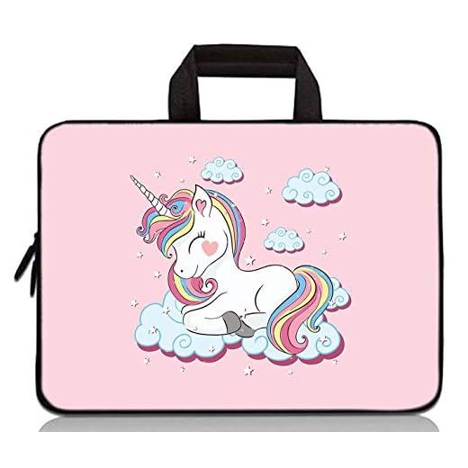 HYUTOTA 11 11.6 12.1 12.5 inch Laptop Carrying Bag Chromebook Case Notebook Ultrabook Bag Tablet Cover Neoprene Sleeve Fit Apple MacBook Air Samsung Google Acer HP DELL Lenovo Asus(Pink Unicorn)