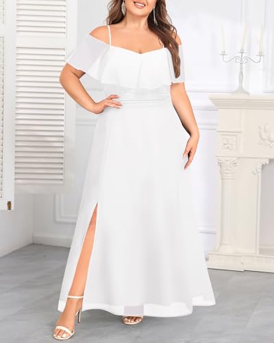 Image of Pinup Fashion Women Plus Size Bridesmaid Dresses - Off The Shoulder Formal Wedding Guest Bridal Shower Long Dress