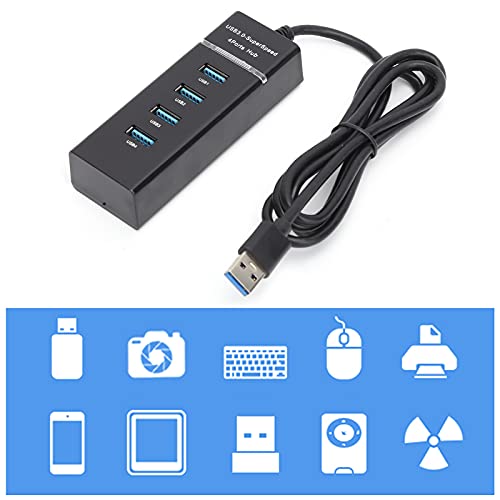 Powered USB 3.0 Hub, 1 to 4 USB Data Hub Splitter for Laptop 5Gbps USB3.0 Extender Adapter with 1.2M Cable - Image 4