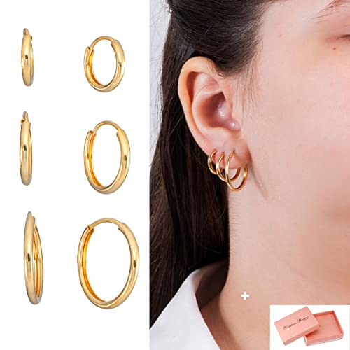 Kit Brinco Trio Com 3 Argolas 1 2 3 Furo Banhado Ouro 18k