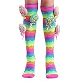 Rainbow Crazy socks for Kids Cute girls Adorable Knee-High Socks With Fluffy Ear wacky Funky Novelty Socks
