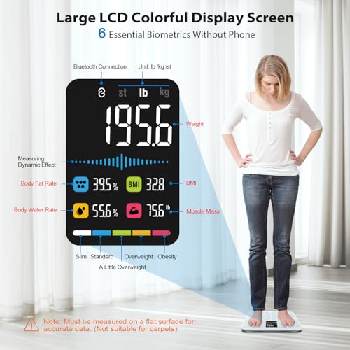 Ablegrid A-SCALE-WHITE Digital Smart Bathroom Scale For Body Weight And Fat Percentage,Body Fat Scale With Bmi Large Lcd Display,Accurate Body Composition Analyzer,Weighing Machine thumb #1