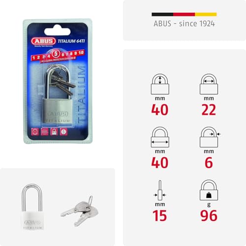 ABUS Vorhängeschloss Titalium 64TI/40HB40 - Hoher Bügel, Sicherheitslevel 5 – Ansicht 5