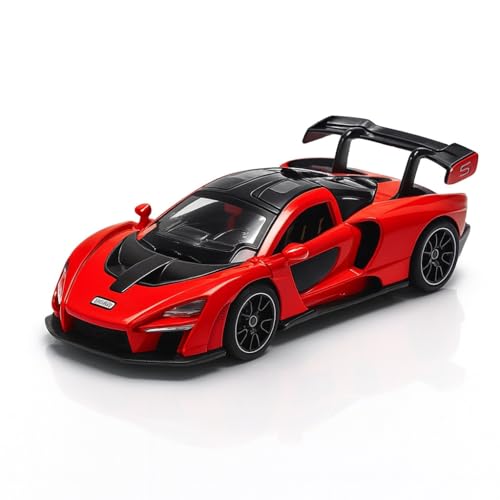 Image of McLaren Senna Car Toy - 1:28 Scale Alloy Meat Die-Cast Supercar Model with Openable Door, Lights & Sound, Pull-Back Sports Car Toy for Kids, Boys & Collectors - Gift Item (Red)