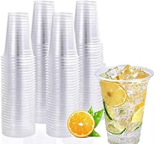 Sabco - 50pcs Premium Clear Plastic Cups - Smoothie Cups (Cups Only) - Perfect Milkshake Cups Ideal For Smoothies Juice Beer Pint Iced Coffee Bubble Tea Slush - Ideal For Takeaway & Restaurants (12oz)