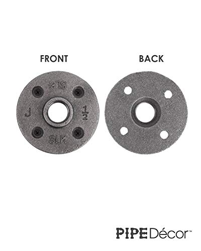 Pipe Decor 1/2" Malleable Cast Iron Floor Flange 10 Pack, Industrial Steel Grey Fits Standard Half Inch Threaded Black Pipes And Fittings,Vintage Diy Shelving, Ten Real Authentic Plumbing Flanges #TOP4
