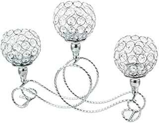 VINCIGANT 3 Arms Candelabra Silver for Wedding Candlestick Home Decor Crystal Tea Light Candle Holders