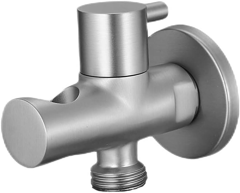 Hand Held Shower Head Holder with Hose Connector Shower Head Shut Off Valve Shower Wand Holder Wall Mount Handheld Shower Handle Sprayer Holder Toilet Bidet Spray Head Bracket Brushed Nickel