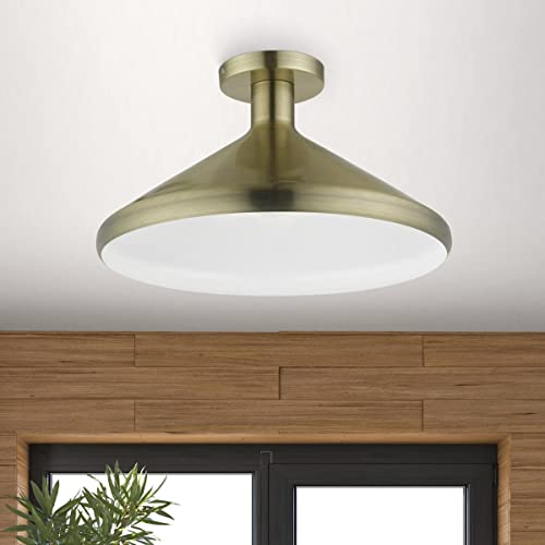Livex Lighting, 40950-01, Geneva, Cone Semi-Flush, Antique Brass by Livex - Used condition - Image 9