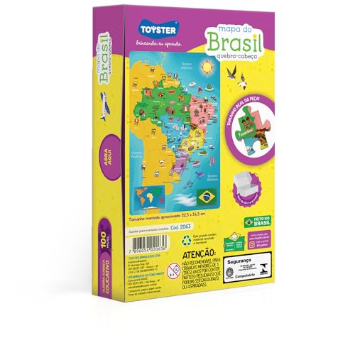 Mapa do Brasil - Quebra-Cabeça 100 peças - Toyster Brinquedos