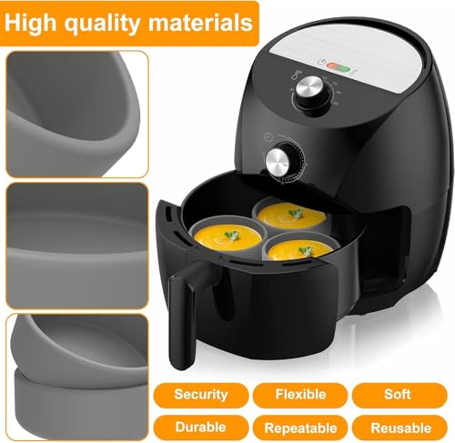 Image of NIHUIFDPY 3Pcs Air Fryer Egg Poacher, 4x1.3 Inch Silicone Egg Poacher Cups for Egg Bites - Nonstick Microwave Egg Boiler Mold, Dishwasher Safe Silicone Egg Cooker for Oven & Steamer