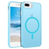 GUAGUA for iPhone 8 Plus Case iPhone 7 Plus Cases Compatible with MagSafe Magnetic Case Slim Translucent Matte Back Anti-Scratch Shockproof Protective Phone Case for iPhone 7/8 Plus 5.5', Blue