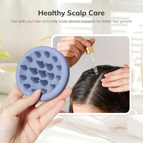 Sndyi Silikon Kopfhaut Massagebürste, Shampoo Bürste für Peeling und Kopfmassage, Premium Kopfmassage Bürste [Nass & Trocken], Reduziert Schuppen, Stimulieren das Haarwachstum, Grau Blau 4