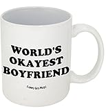 Funny Guy Mugs World's Okayest Boyfriend Ceramic Coffee Mug, White, 11-Ounce