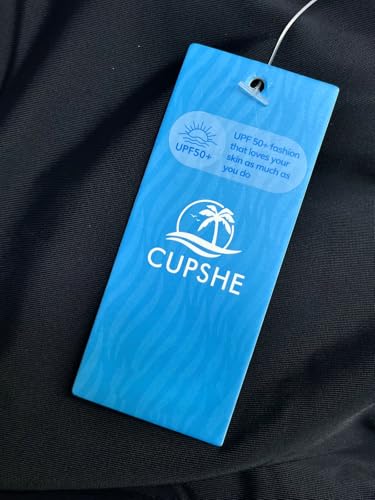 CUPSHE Women's One Piece Swimsuit Rash Guard Long Sleeve Cutout UPF 50+ UV Deep V Neck O-Ring,M Black