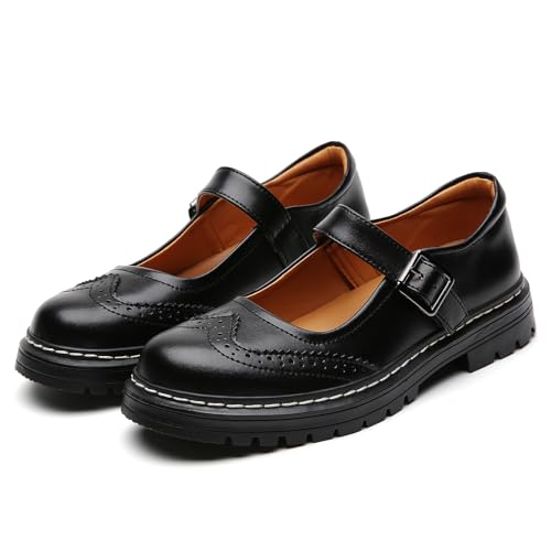 Image of Mary Jane Shoes Women Platform Non-Slip Casual Dress Shoes | Round Toe Ankle Strap Comfort Classics Oxfords Work Mary Jane Office School Shoes