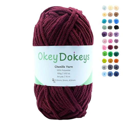 Size 6 Chenille Yarn 100g/64yds, 100% Polyester, Never Compressed to