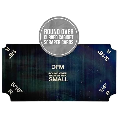DFM Tool Works Round Over Curved Cabinet Scraper Cards - Precision Cabinet Scraper for Woodworking, Ideal for Wood Finishers Multi-Use Woodworking - Made in USA - Small, 1/8 to 5/16 Radius, QTY 1 Cover