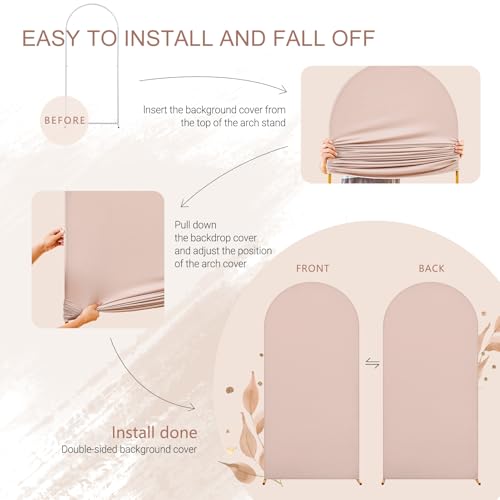 Party Talk 6.6FT Nude Arch Covers Wrinkle-Free Spandex Fitted Arch Stand Cover Wedding Arch Backdrop Covers with Zipper for Baby Shower Birthday DIY Party Banquet Photo Background Ballon Arch Covers by Party Talk - Image 6