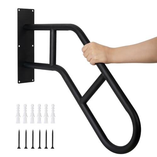 Aduanbang Hand Rails for Outdoor Steps & Elderly U-Shape Wall Mount Stair Railing Porch Deck Garage & Garden Grab Bar 1 Pack Safety Handle