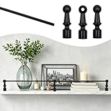 3 Pcs Floating Shelf Guard Rails Set - 10in Anti-Fall Aluminum Railing with 3 Posts, 5mm Diameter, Adjustable Length (8-38in) - Black Gallery Safety Solution