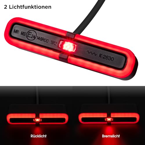 evermotor Mini LED Rücklicht Motorrad mit Bremslicht, 6-12V, M19 E-zertifiziert, IP67 Wasserdicht, 900mm Kabel, Einfache Montage für Motorräder, E-Bikes und Fahrräder