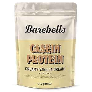 Barebells Casein Proteïnepoeder – Creamy Vanilla Dream | 28 g eiwit per portie, zonder toegevoegde suiker, romige vanillesmaak, langdurige proteïne, 1 x 750 g zak