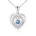 S925 Sterling Silver Double Heart Blue Eternal Love Pendant Necklace, 18"