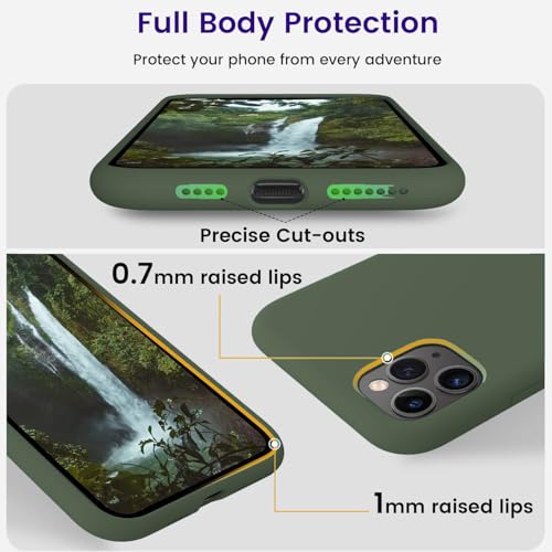 Image of DIZORO Microfiber Candy Case Compatible for iPhone 11 Pro 5.8 inch, Shockproof Slim Back Cover Liquid Silicone Case -Olive