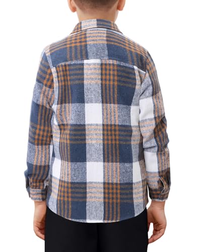 storeofbaby Boys Casual Button Down Shirts Kids Long Sleeve Plaid Blouses Shacket Jacket 7-15 Years2
