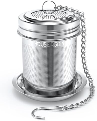 House Again Tea Infuser, Extra Fine Mesh Tea Strainers for Loose Tea, 18/8 Stainless Steel Tea Strainer with Extended Chain Hook, Tea Steeper for Brew Tea, Spices & Seasonings, for Single Cup