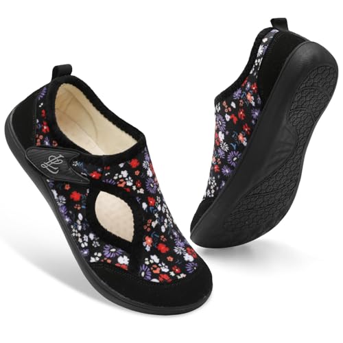 Image of LeIsfIt Womens Slippers Wide Diabetic Shoes Adjustable Arthritis Edema House Shoes Indoor Outdoor Slippers