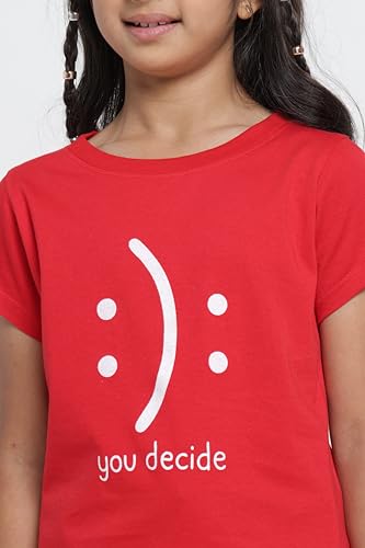 Image of Under Fourteen Only Girls Cotton Tops Collection - Round Neck, Crop Top, Full & Half Sleeve, Drop Shoulder, Ruffle Sleeve, Graphic Printed, Embroidered & Slub Knit Styles