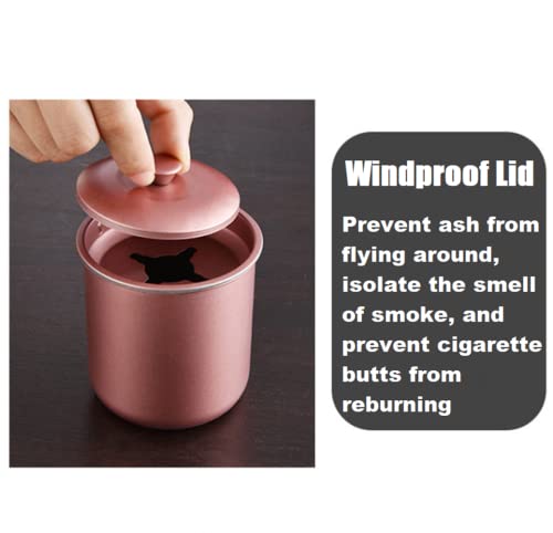 Jixik Stainless Steel With Lid Ashtray Funnel Design Windproof Car Ashtray Cup Detachable Smokeless Anti-Fly Ash Cigar Ashtray For Car Household (Pink) #TOP7