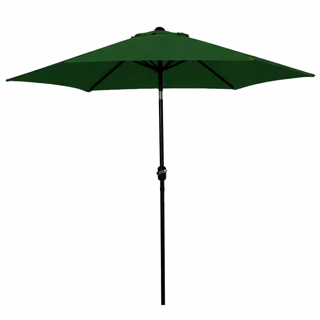 Garden Parasol, 2.7m Wide Water Resistant Canopy, Steel Frame with 8 Rib Construction, Reinforced Tilt Function, Crank Handle, 38mm Pole (green)