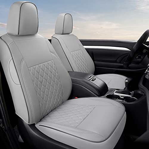 GIANT PANDA Customized Full Set Car Seat Covers Fit for Toyota Highlander LE,XLE,Limited,Hybrid 2015 2016 2017 2018 2019 - Three Rows Model, 8 Seats,Faux Leather - (Gray Grey)