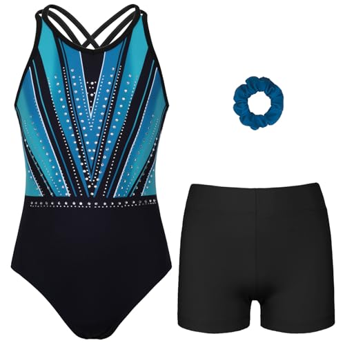 Gymnastics Leotards for Girls With Polyamide Shorts Sparkly Ballet Dance Activewear 10-11 Years Emerald Green