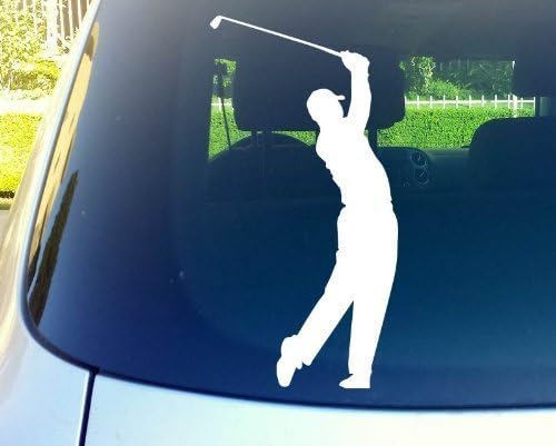 TW Golfing Silhouette Woods - Vinyl 5.5" Tall (Color: White) Decal Laptop Tablet Skateboard car Windows Sticker