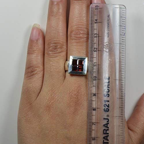 Bague argent véritable grenat rouge pierre de naissance Janvier - 7