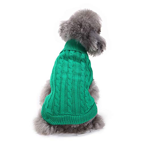 Bumjazz Gestrickter Hundepullover Hundemantel Hundeweste Dog Jumper Dog Sweater für Hunde kleine mittlere und große GMY02(Grün,M) Cover