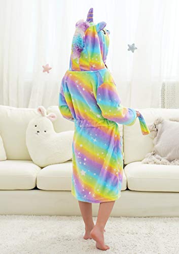 Doctor Unicorn Girls Unicorn Galaxy Stars Hooded Robe, Unicorn Gifts For Girls - Bright Rainbow Star 12-13 Years #TOP4