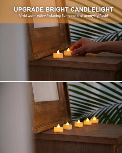 Image of BEICHI Flameless Candles, 24Pack Battery Operated Candle, LED Tea Lights Candles Battery Operated, Flickering Fake Votives for Wedding Halloween Christmas Diwali- Warm Yellow