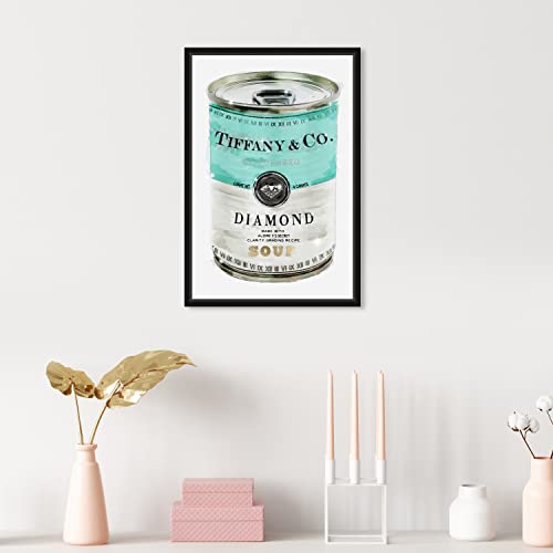 The Oliver Gal Artist Co. Fashion And Glam Wall Art Canvas Priceless Soup Can Framed-Prints, 10 In X 15 In, Blue, White #TOP4