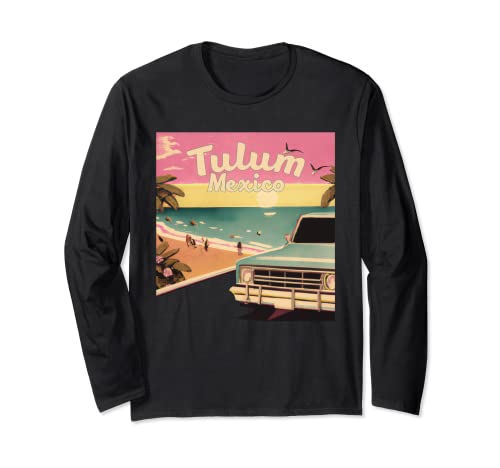 Souvenir retro de vacaciones en la playa en Tulum Tulum Surf Manga Larga