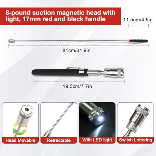 Caossuixin 11pcs Hook and Pick Set, Telescopic Pickup with LED Light, Mechanic/Automotive/Workshop Tools, Pick Tools for Mounting and Dismounting of Precision Components - Image 5